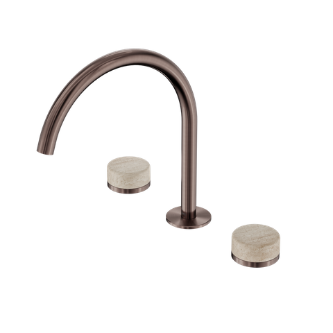 Serenity Bath/Kitchen Set Arc Spout With Rome Travertine Handle Brushed Bronze