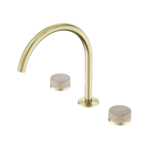 Serenity Bath/Kitchen Set Arc Spout With Rome Travertine Handle Brushed Gold