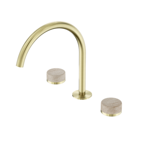 Serenity Bath/Kitchen Set Arc Spout With Rome Travertine Handle Brushed Gold