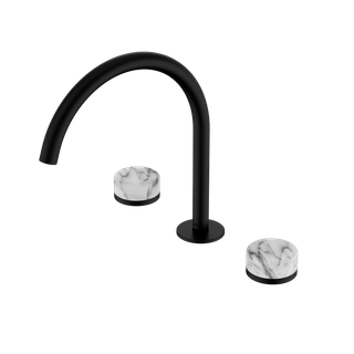 Serenity Bath/Kitchen Set Arc Spout With Arabescato Corchia Handle Matte Black