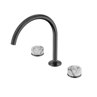 Serenity Bath/Kitchen Set Arc Spout With Arabescato Corchia Handle Gun Metal