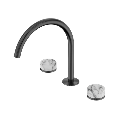 Serenity Bath/Kitchen Set Arc Spout With Arabescato Corchia Handle Gun Metal