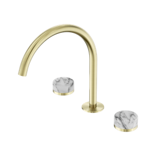 Serenity Bath/Kitchen Set Arc Spout With Arabescato Corchia Handle Brushed Gold