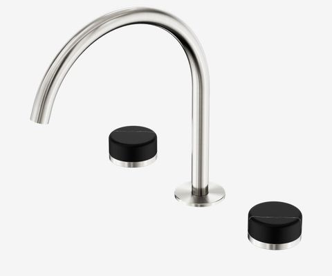 Serenity Bath/Kitchen Set Arc Spout With Marquina Black Handle Brushed Nickel