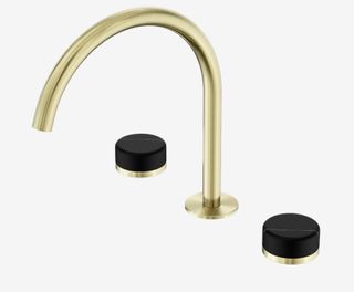 Serenity Bath/Kitchen Set Arc Spout With Marquina Black Handle Brushed Gold