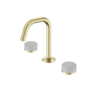 Serenity Basin Set Edge Spout With Carrara Handle Brushed Gold