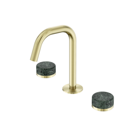 Serenity Basin Set Edge Spout With Verde Alpi Handle Brushed Gold