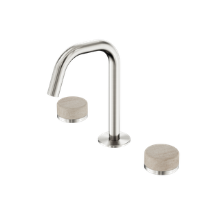 Serenity Basin Set Edge Spout With Rome Travertine Handle Brushed Nickel