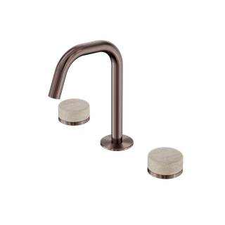 Serenity Basin Set Edge Spout With Rome Travertine Handle Brushed Bronze