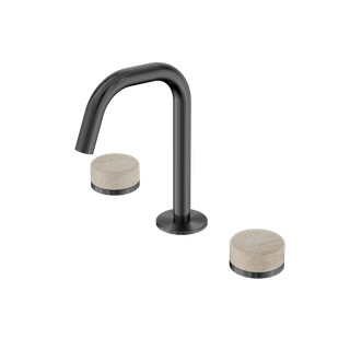 Serenity Basin Set Edge Spout With Rome Travertine Handle Gun Metal