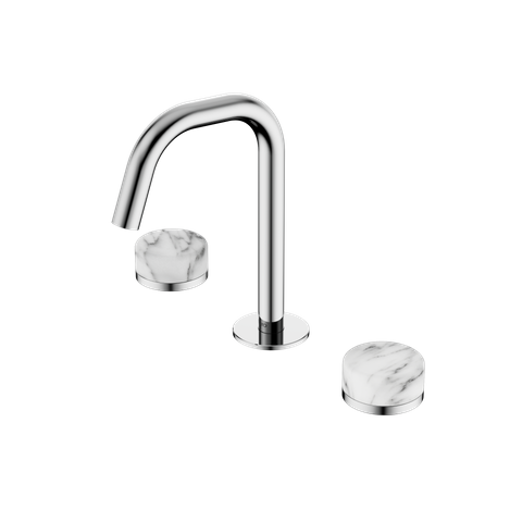 Serenity Basin Set Edge Spout With Arabescato Corchia Handle Chrome