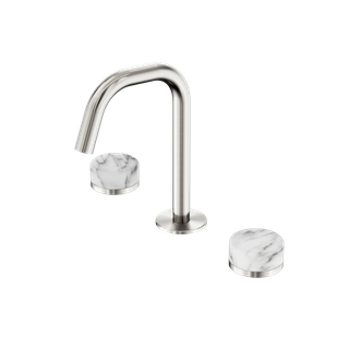 Serenity Basin Set Edge Spout With Arabescato Corchia Handle Brushed Nickel