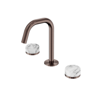 Serenity Basin Set Edge Spout With Arabescato Corchia Handle Brushed Bronze