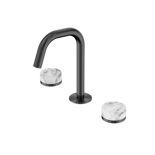 Serenity Basin Set Edge Spout With Arabescato Corchia Handle Gun Metal