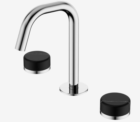 Serenity Basin Set Edge Spout With Marquina Black Handle Chrome