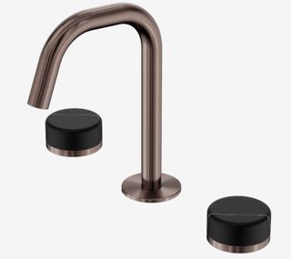 Serenity Basin Set Edge Spout With Marquina Black Handle Brushed Bronze