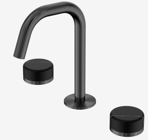 Serenity Basin Set Edge Spout With Marquina Black Handle Gun Metal