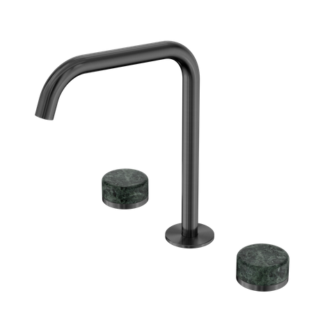 Serenity Bath/Kitchen Set Edge Spout With Verde Alpi Handle Gun Metal