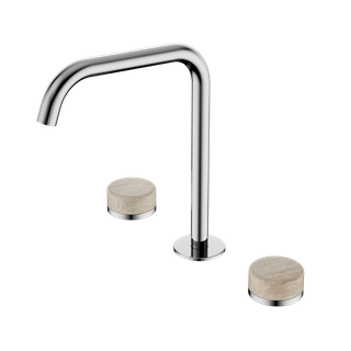 Serenity Bath/Kitchen Set Edge Spout With Rome Travertine Handle Chrome