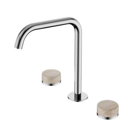 Serenity Bath/Kitchen Set Edge Spout With Rome Travertine Handle Chrome