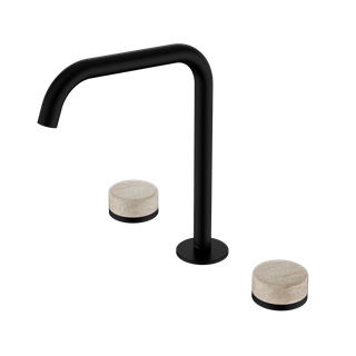 Serenity Bath/Kitchen Set Edge Spout With Rome Travertine Handle Matte Black