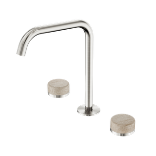 Serenity Bath/Kitchen Set Edge Spout With Rome Travertine Handle Brushed Nickel