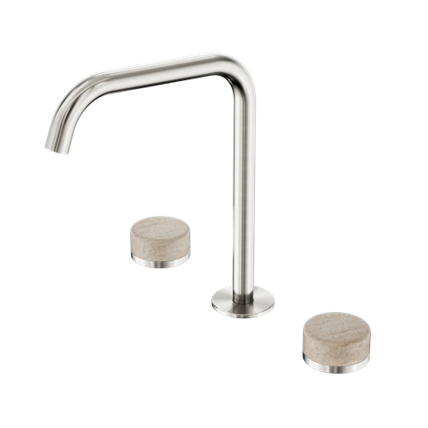 Serenity Bath/Kitchen Set Edge Spout With Rome Travertine Handle Brushed Nickel