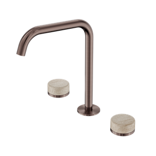 Serenity Bath/Kitchen Set Edge Spout With Rome Travertine Handle Brushed Bronze