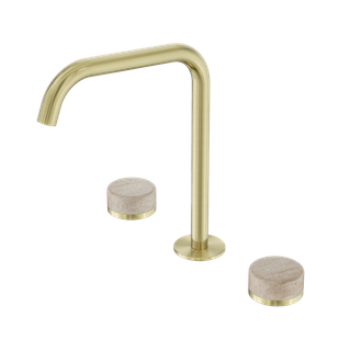 Serenity Bath/Kitchen Set Edge Spout With Rome Travertine Handle Brushed Gold