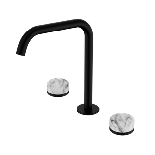 Serenity Bath/Kitchen Set Edge Spout With Arabescato Corchia Handle Matte Black