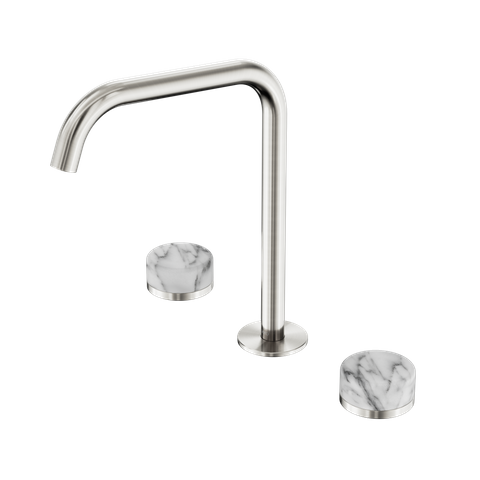 Serenity Bath/Kitchen Set Edge Spout With Arabescato Corchia Handle Brushed Nick