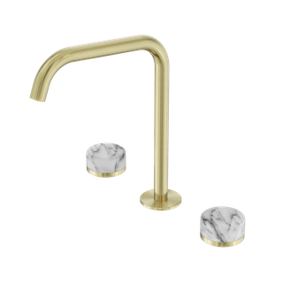 Serenity Bath/Kitchen Set Edge Spout With Arabescato Corchia Handle Brushed Gold