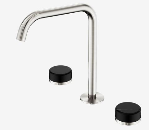 Serenity Bath/Kitchen Set Edge Spout With Marquina Black Handle Brushed Nickel