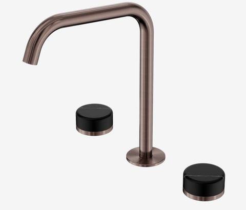 Serenity Bath/Kitchen Set Edge Spout With Marquina Black Handle Brushed Bronze