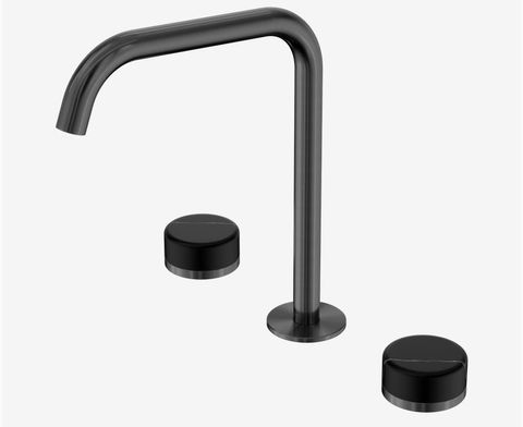 Serenity Bath/Kitchen Set Edge Spout With Marquina Black Handle Gun Metal