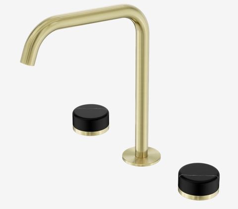 Serenity Bath/Kitchen Set Edge Spout With Marquina Black Handle Brushed Gold