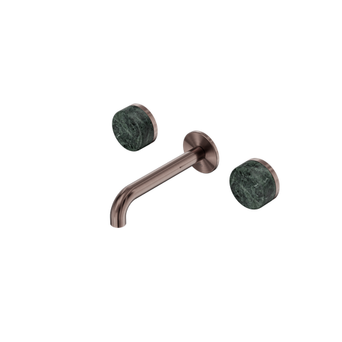 Serenity Wall Basin Set 160mm Spout With Verde Alpi Handle Brushed Bronze