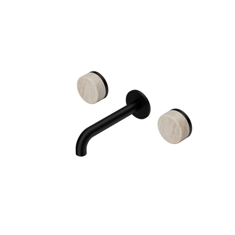 Serenity Wall Basin Set 160mm Spout With Rome Travertine Handle Matte Black