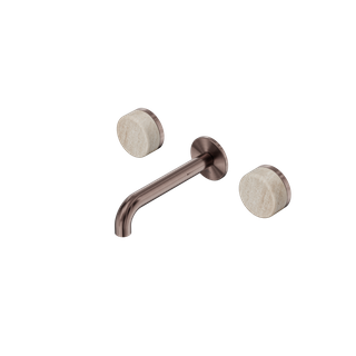 Serenity Wall Basin Set 160mm Spout With Rome Travertine Handle Brushed Bronze