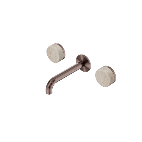 Serenity Wall Basin Set 160mm Spout With Rome Travertine Handle Brushed Bronze
