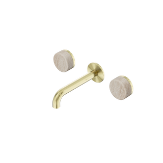 Serenity Wall Basin Set 160mm Spout With Rome Travertine Handle Brushed Gold