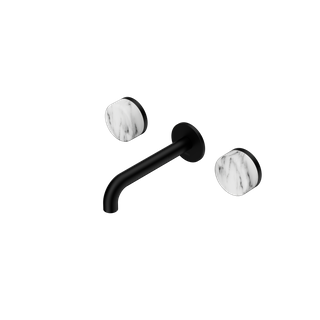Serenity Wall Basin Set 160mm Spout With Arabescato Corchia Handle Matte Black