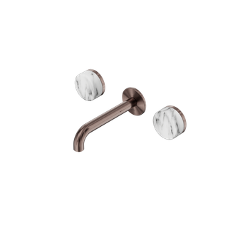 Serenity Wall Basin Set 160mm Spout With Arabescato Corchia Handle Brushed Bronz