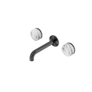 Serenity Wall Basin Set 160mm Spout With Arabescato Corchia Handle Gun Metal