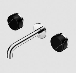 Serenity Wall Basin Set 160mm Spout With Marquina Black Handle Chrome