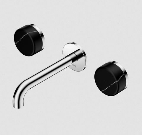Serenity Wall Basin Set 160mm Spout With Marquina Black Handle Chrome