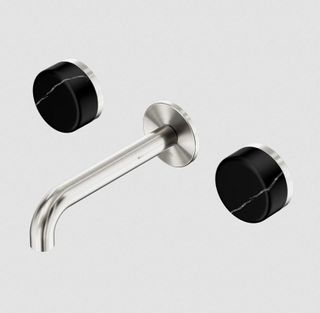 Serenity Wall Basin Set 160mm Spout With Marquina Black Handle Brushed Nickel