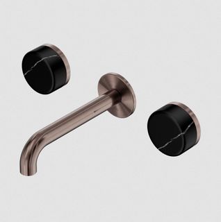Serenity Wall Basin Set 160mm Spout With Marquina Black Handle Brushed Bronze