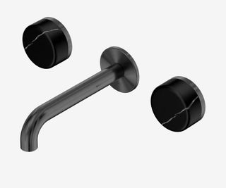 Serenity Wall Basin Set 160mm Spout With Marquina Black Handle Gun Metal