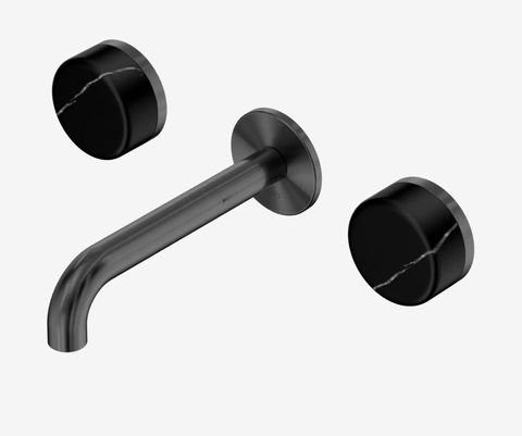 Serenity Wall Basin Set 160mm Spout With Marquina Black Handle Gun Metal